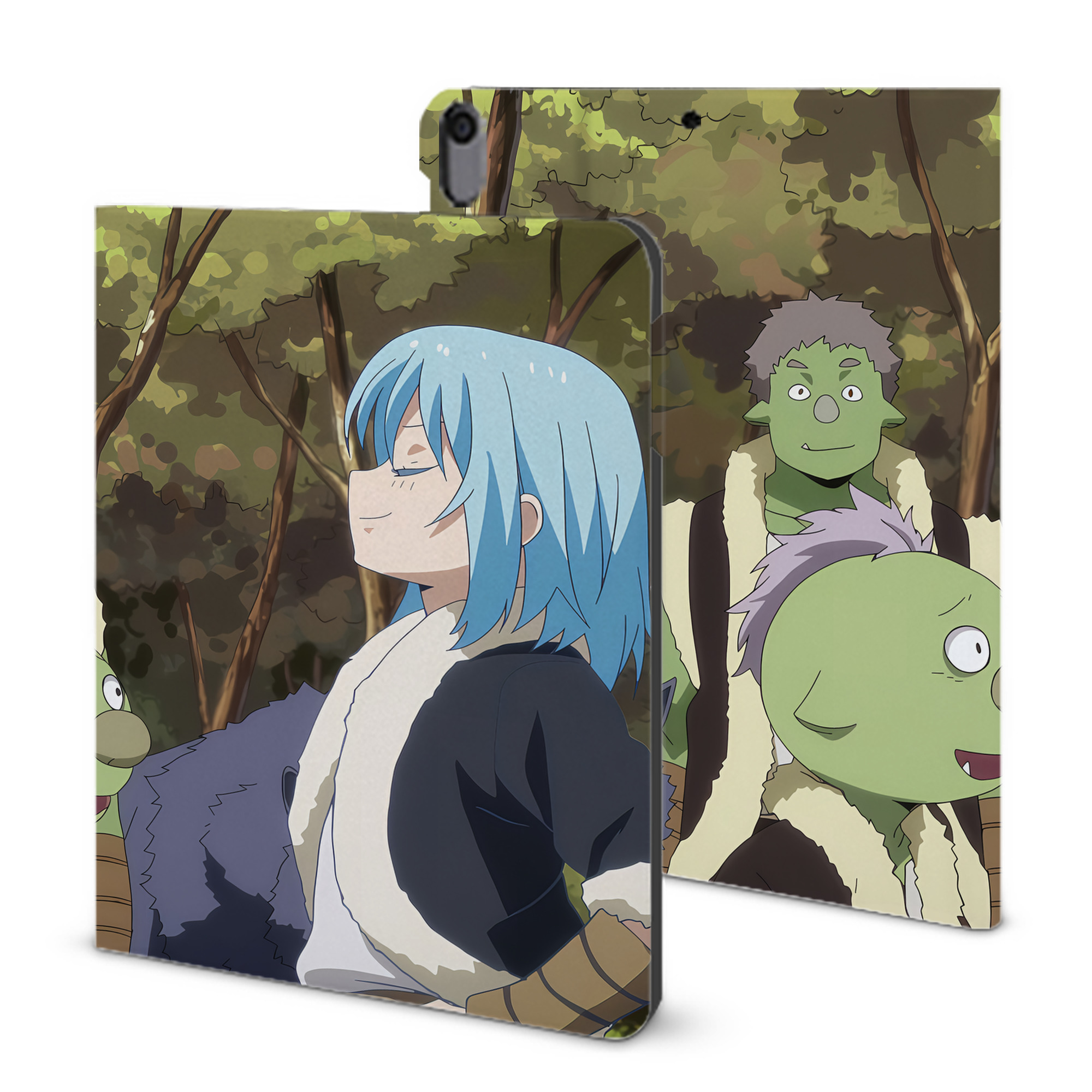 （画像用） 転スラ Regarding Reincarnated to Slime IPad ケース ブック型 PUレザー TPU 耐衝撃 軽量 薄型 ペン収納なし 全面保護 IPad 各モデル対応